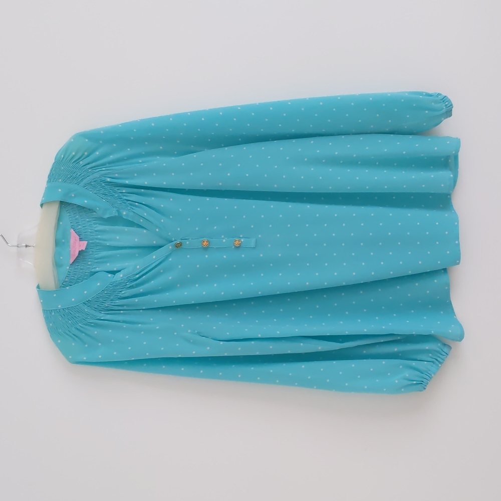 Lilly Pulitzer Silk Blue Popdot Blouse